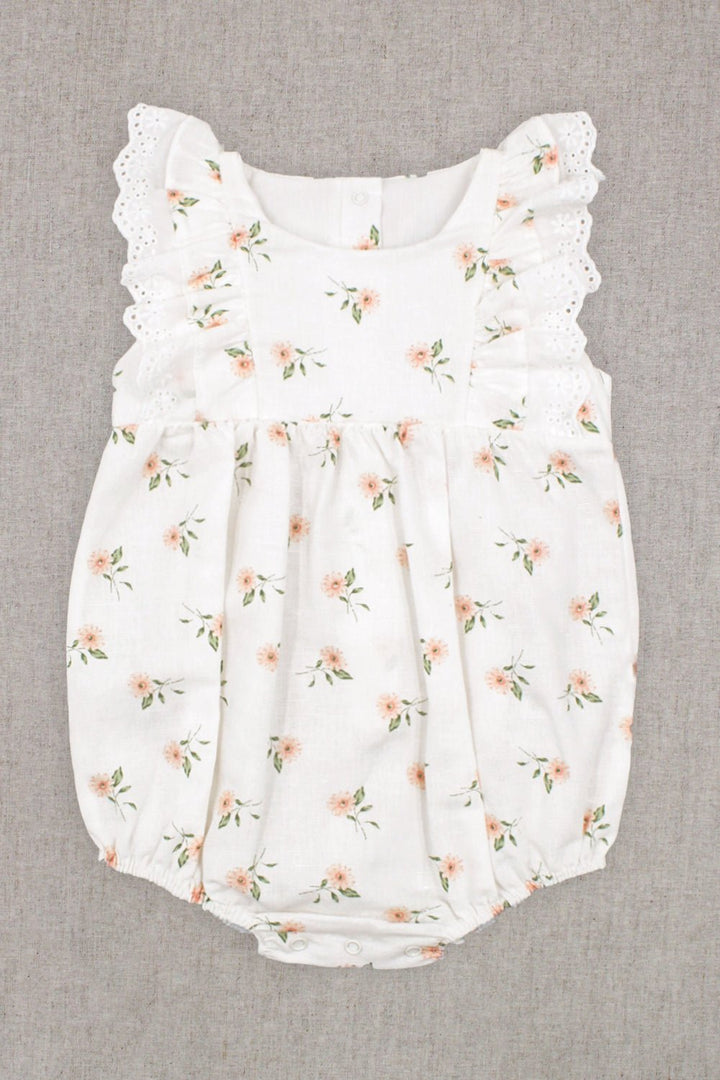 Rapife "Adira" Ivory & Peach Floral Romper - Millie and John