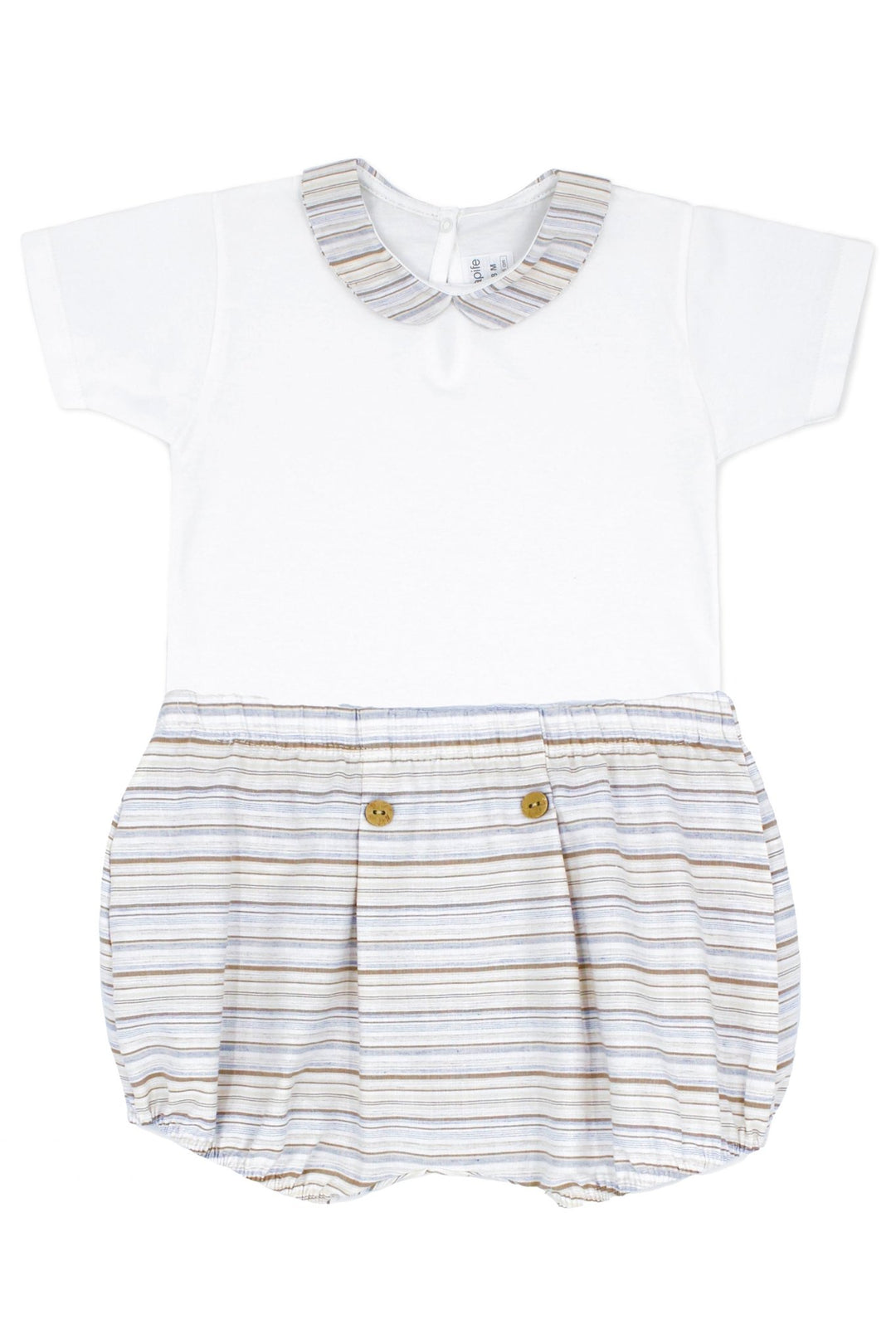 Rapife "Alexander" Bodysuit & Pale Blue & Beige Stripe Jam Pants - Millie and John