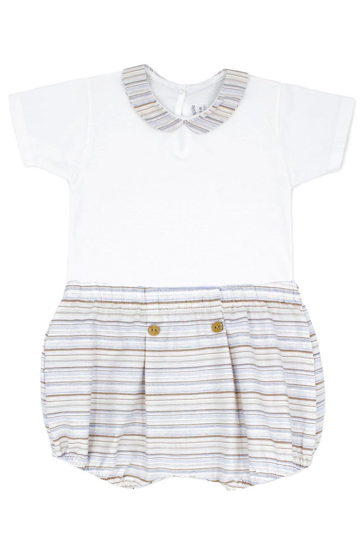 Rapife "Alexander" Bodysuit & Pale Blue & Beige Stripe Jam Pants - Millie and John