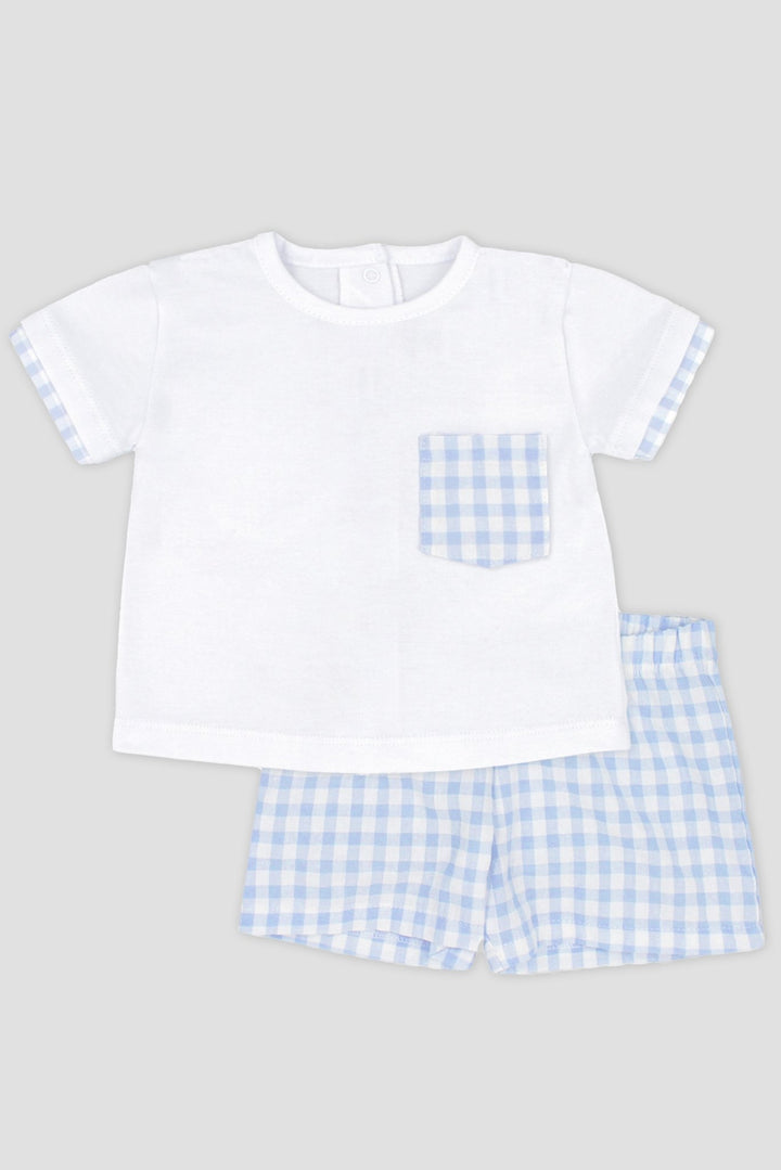 Rapife "Alfie" Baby Blue Gingham T-Shirt & Shorts - Millie and John