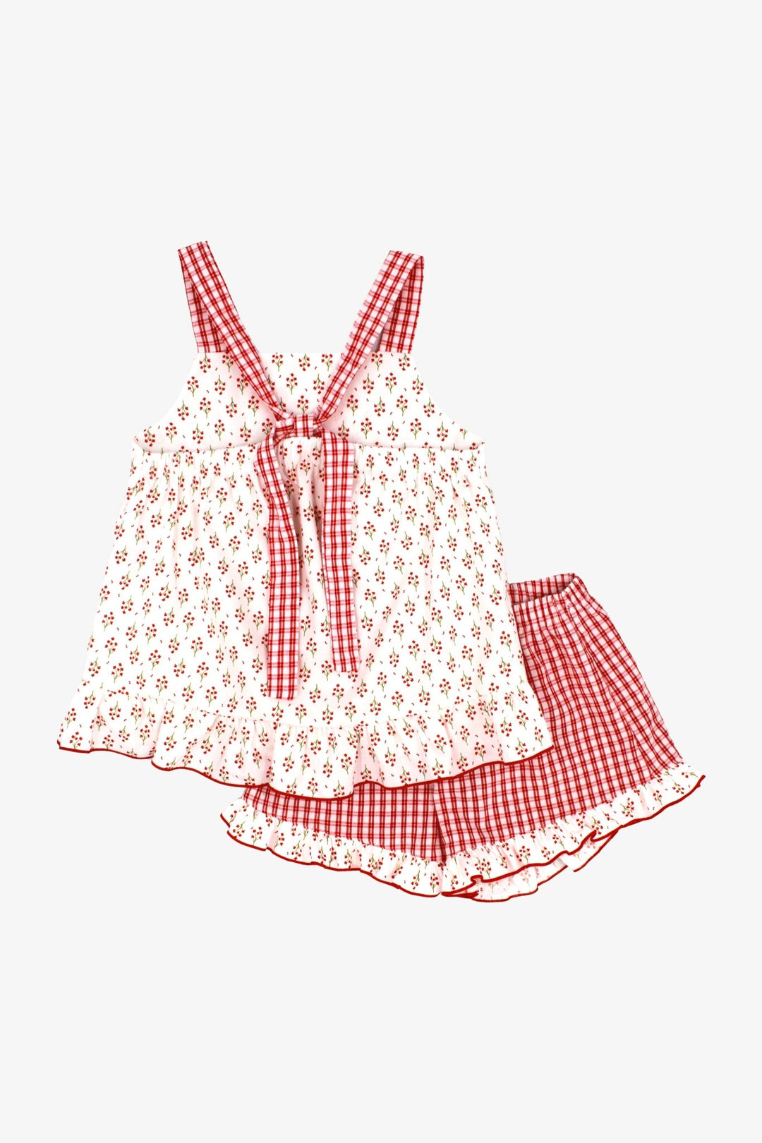 Rapife "Alma" Red Floral Blouse &amp; Gingham Shorts - Millie and John