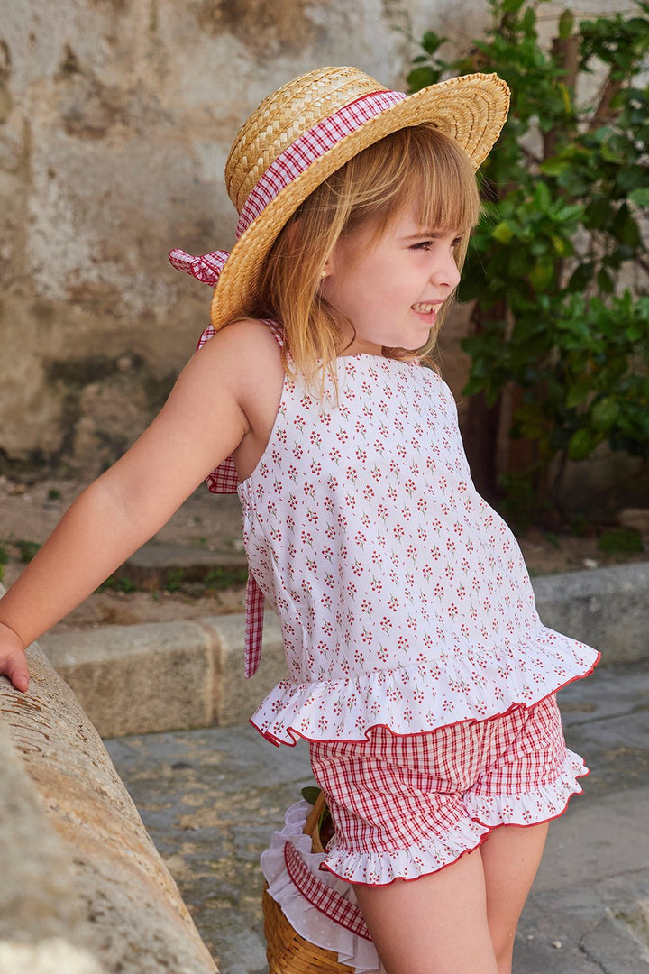 Rapife "Alma" Red Floral Blouse &amp; Gingham Shorts - Millie and John