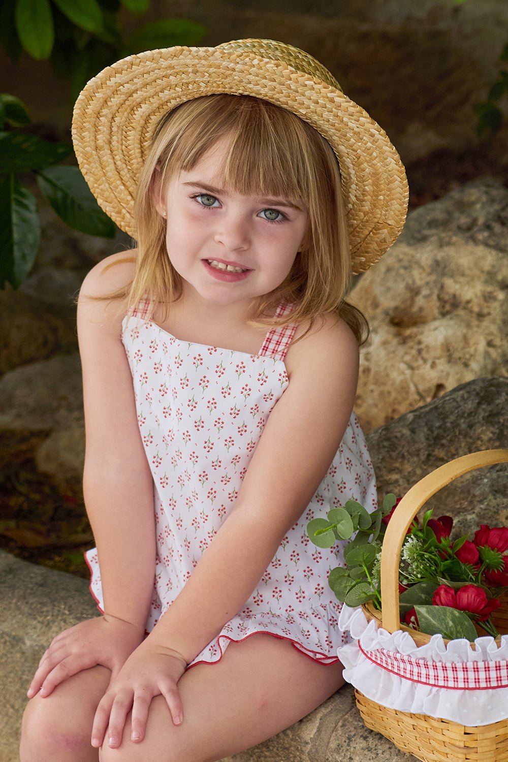 Rapife "Alma" Red Floral Blouse &amp; Gingham Shorts - Millie and John