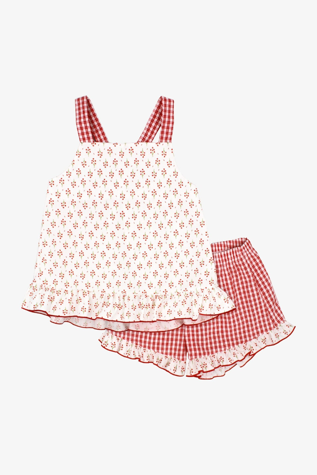 Rapife "Alma" Red Floral Blouse &amp; Gingham Shorts - Millie and John