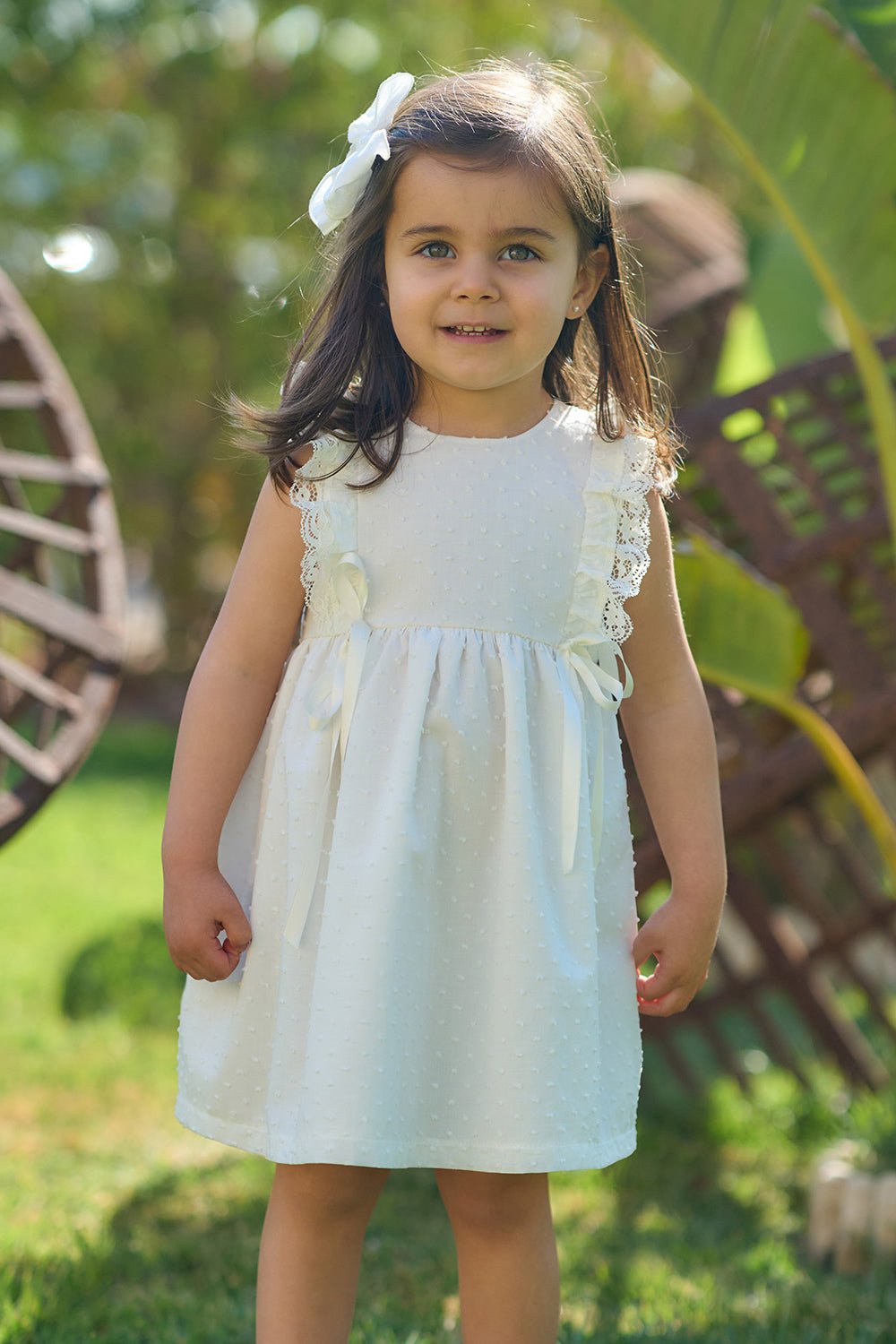 Rapife "Amelie" Ivory Plumeti Dot Lace Dress - Millie and John