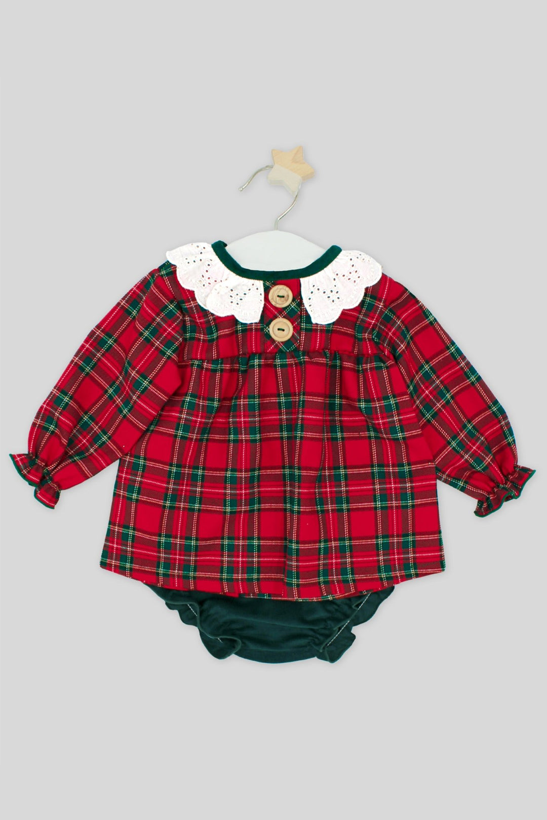 Rapife "Ana" Red Tartan Broderie Anglaise Dress & Bloomers - Millie and John
