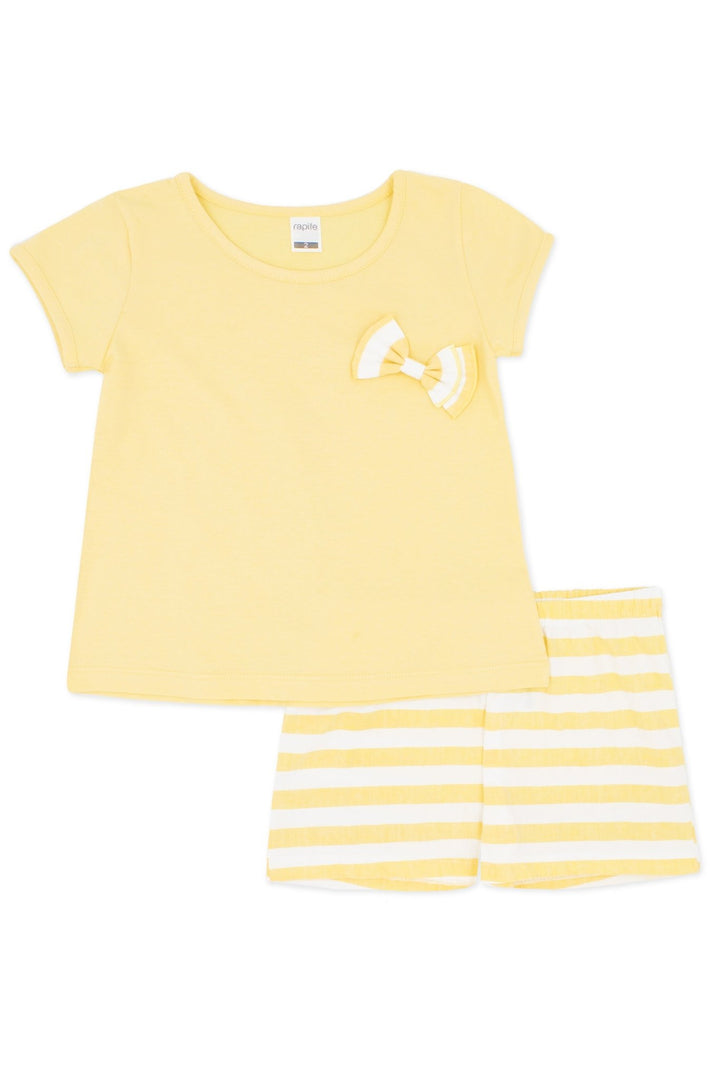 Rapife "Arianna" Pale Yellow Stripe T-Shirt & Shorts - Millie and John