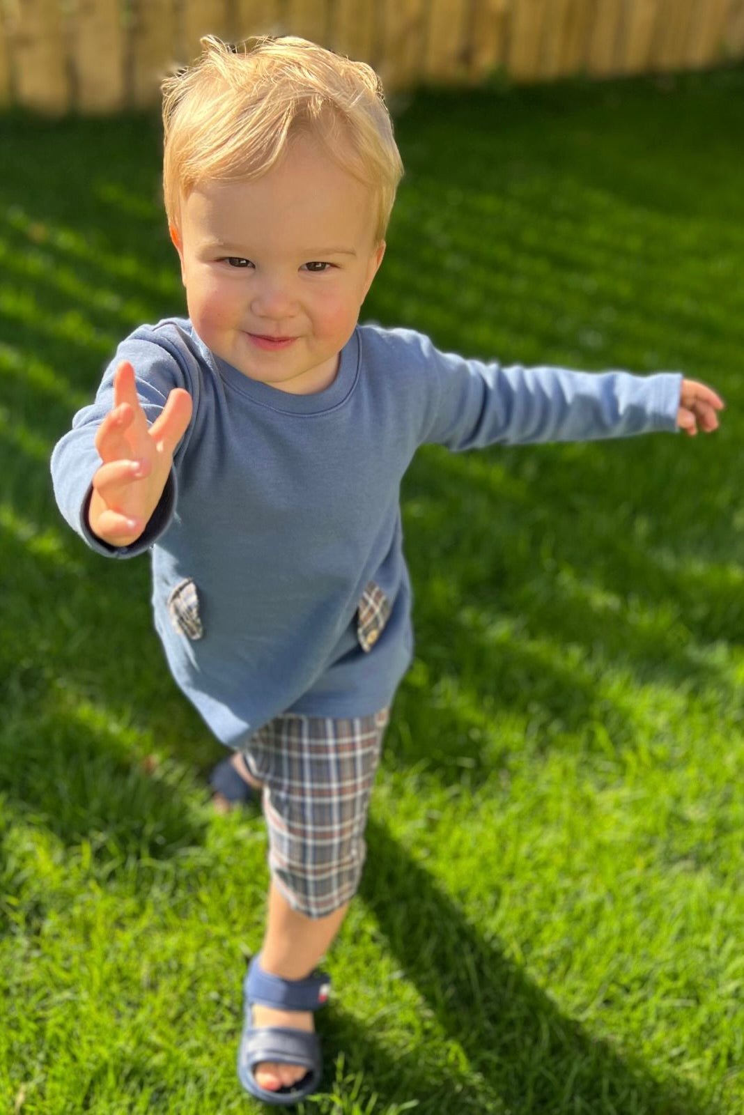 Rapife "Ashton" Dusky Blue Top & Tartan Shorts - Millie and John