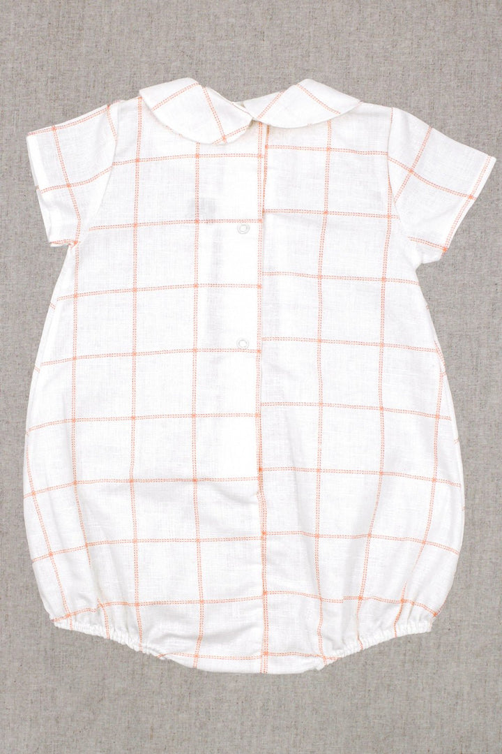 Rapife "Atlas" Ivory & Peach Checked Romper - Millie and John