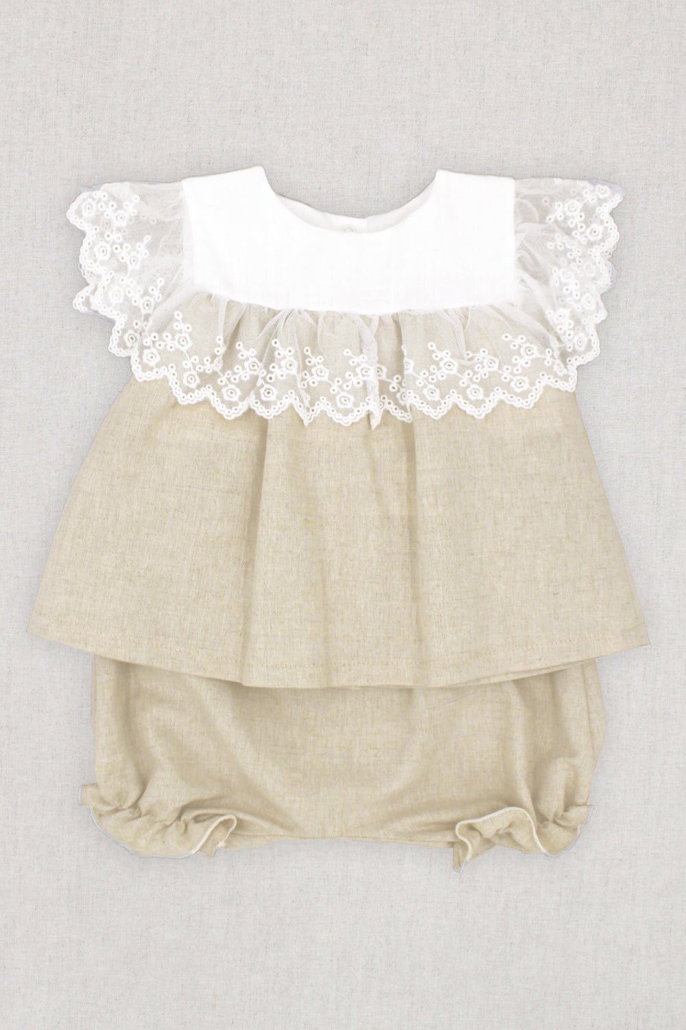 Rapife "Aurora" Beige Linen Lace Top & Bloomers - Millie and John