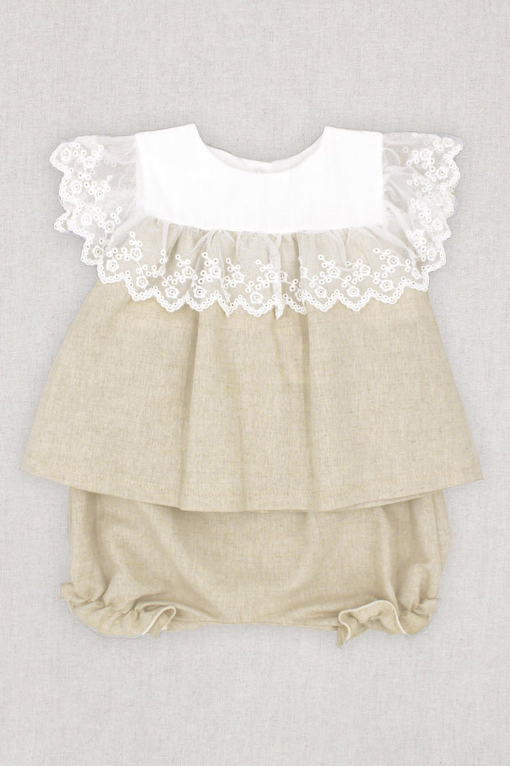 Rapife "Aurora" Beige Linen Lace Top & Bloomers - Millie and John