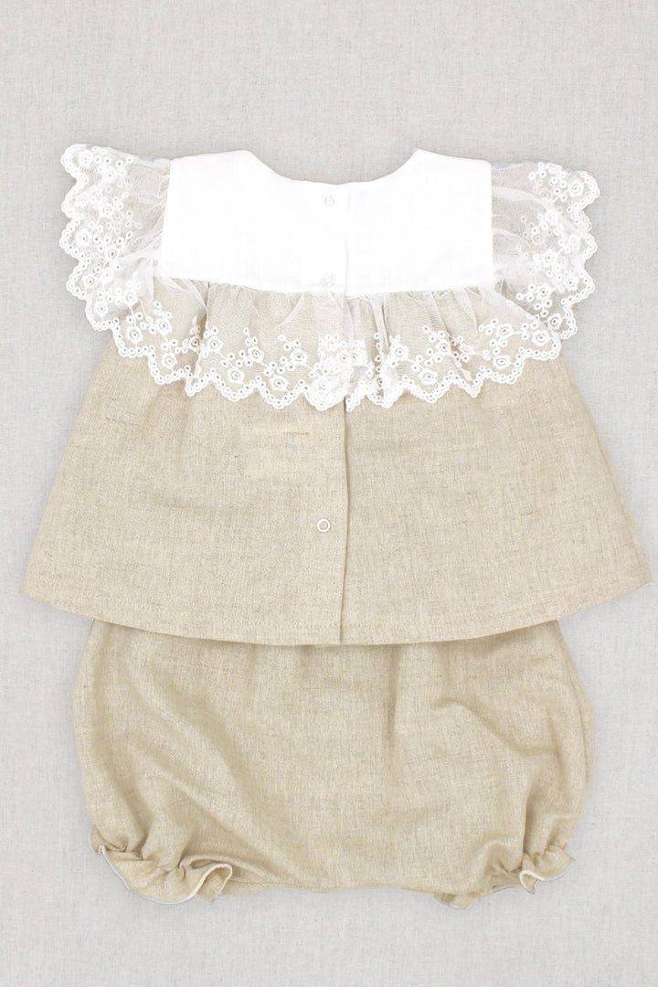 Rapife "Aurora" Beige Linen Lace Top & Bloomers - Millie and John