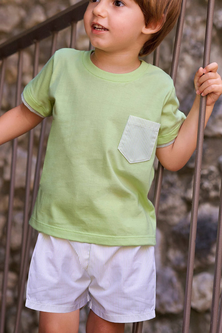 Rapife "Basil" Lime Green Striped T-Shirt &amp; Shorts - Millie and John