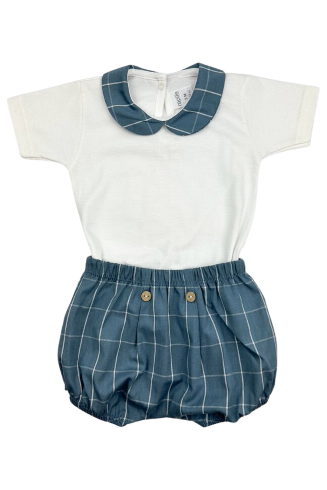 Rapife "Baxter" Dusky Blue Checked Bodysuit & Jam Pants - Millie and John