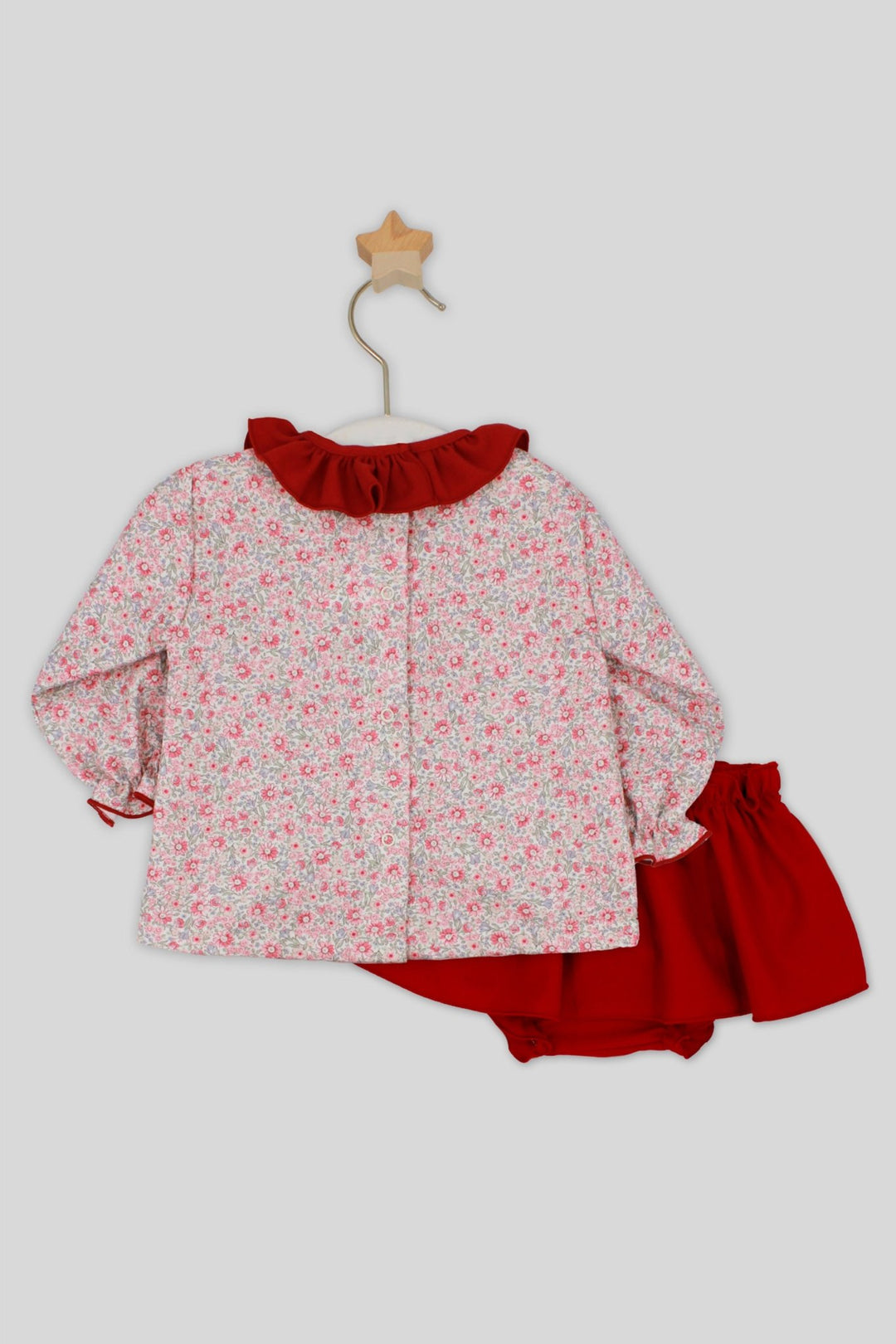 Rapife "Beatriz" Burgundy Vintage Floral Blouse &amp; Skort - Millie and John