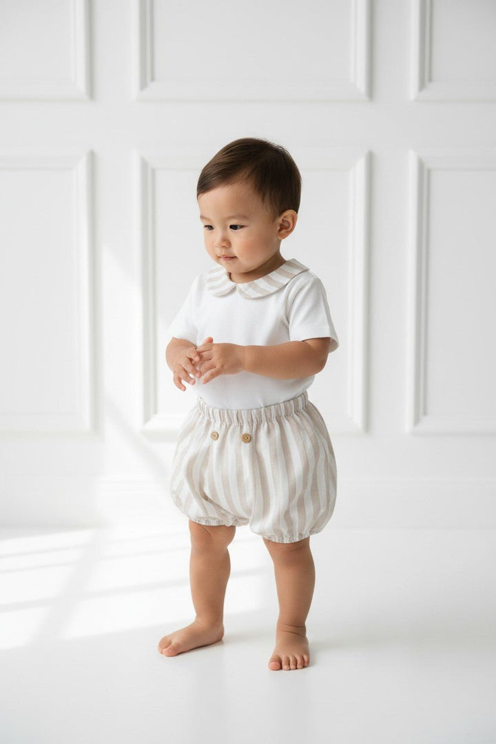 Rapife "Bran" Beige Stripe Bodysuit &amp; Jam Pants - Millie and John