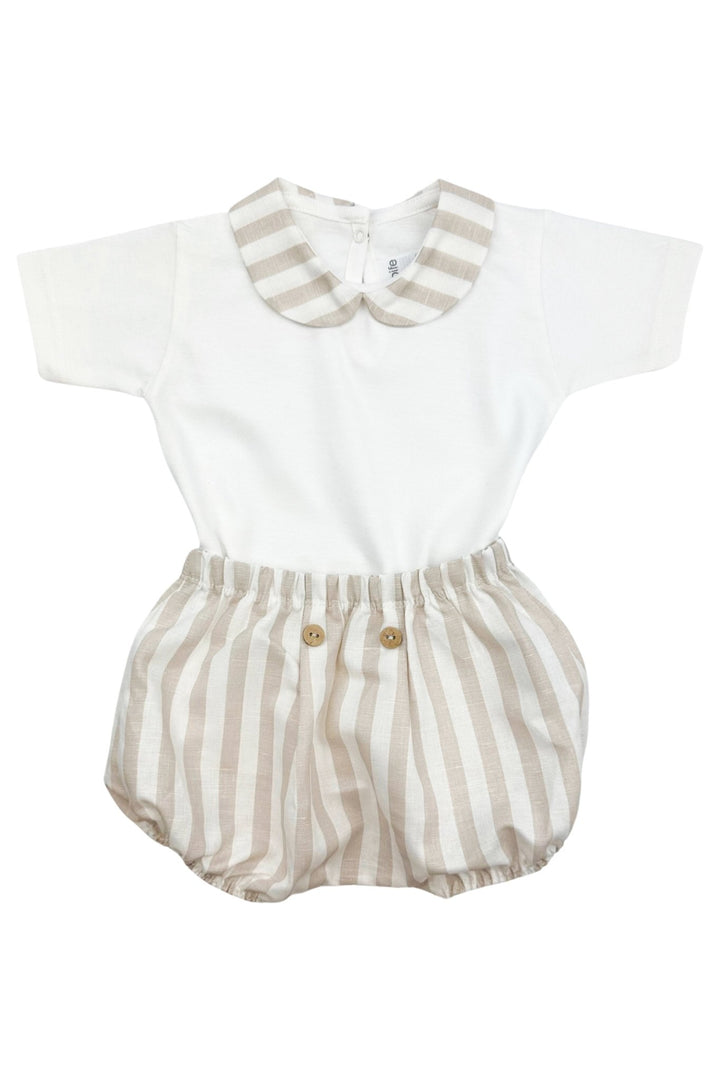 Rapife "Bran" Beige Stripe Bodysuit &amp; Jam Pants - Millie and John