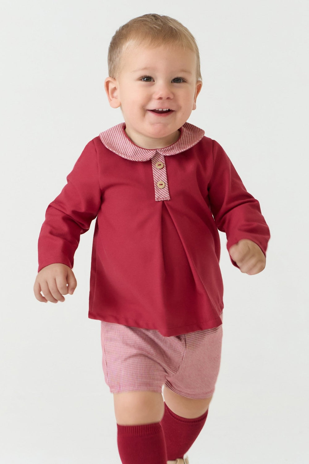 Rapife "Carlos" Burgundy Houndstooth Top & Jam Pants - Millie and John