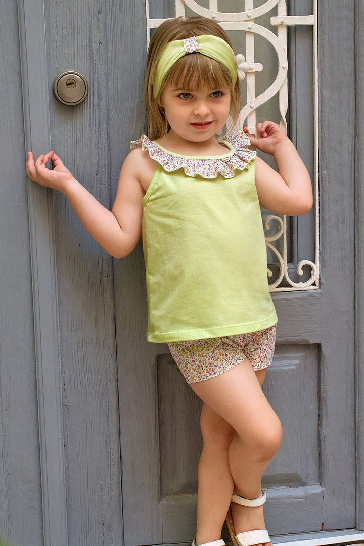 Rapife "Clover" Lime Green Floral Top &amp; Shorts - Millie and John