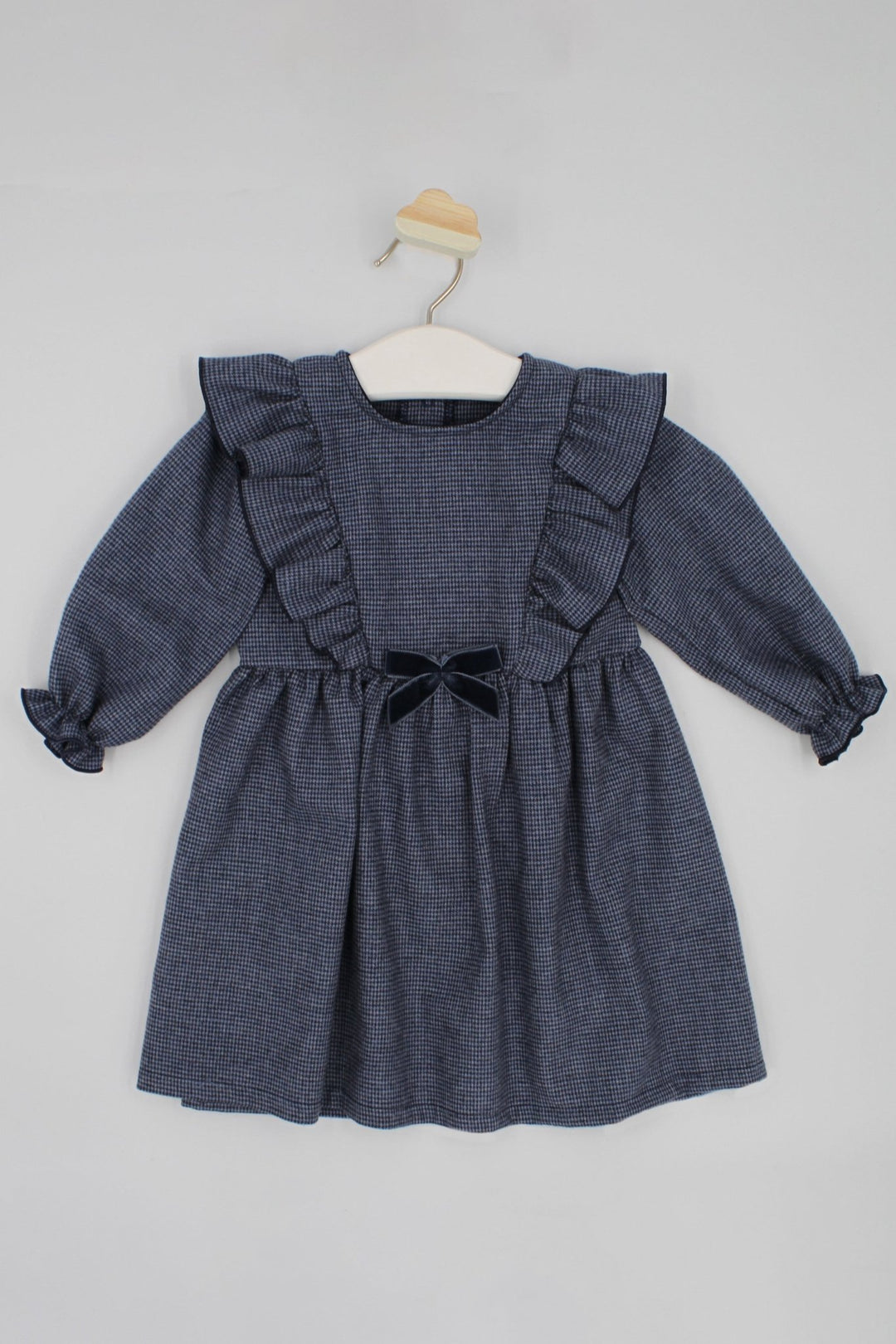 Rapife "Edith" Dusky Blue Houndstooth Dress - Millie and John