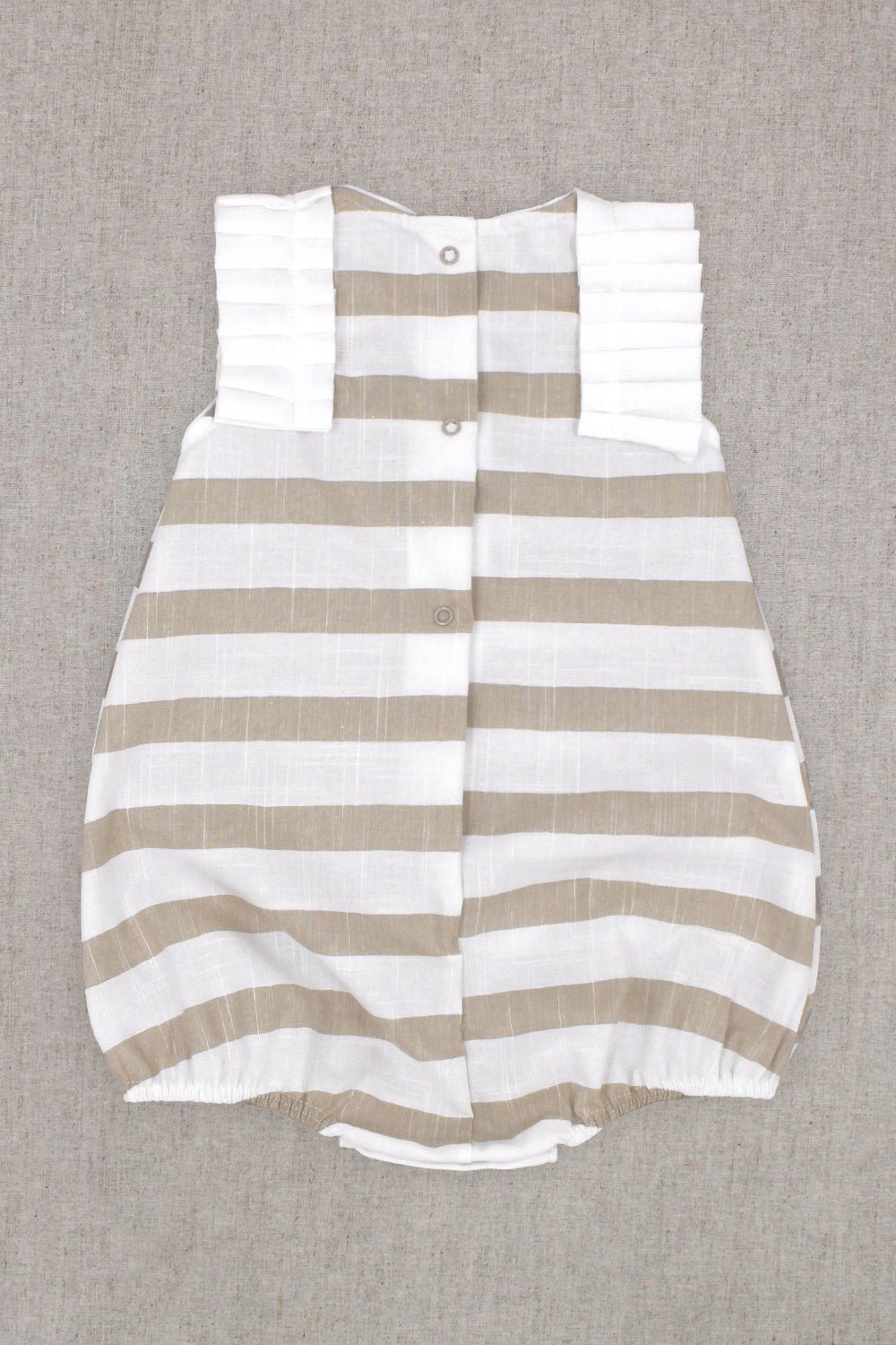 Rapife "Ella" Beige Striped Ruffle Romper - Millie and John