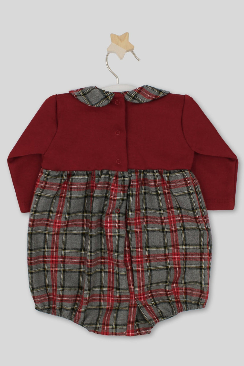 Rapife "Emilio" Burgundy & Grey Tartan Romper - Millie and John