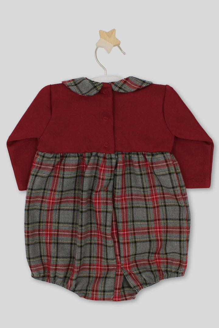 Rapife "Emilio" Burgundy & Grey Tartan Romper - Millie and John