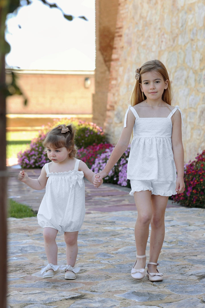 Rapife "Evelyn" White Broderie Anglaise Top &amp; Shorts - Millie and John