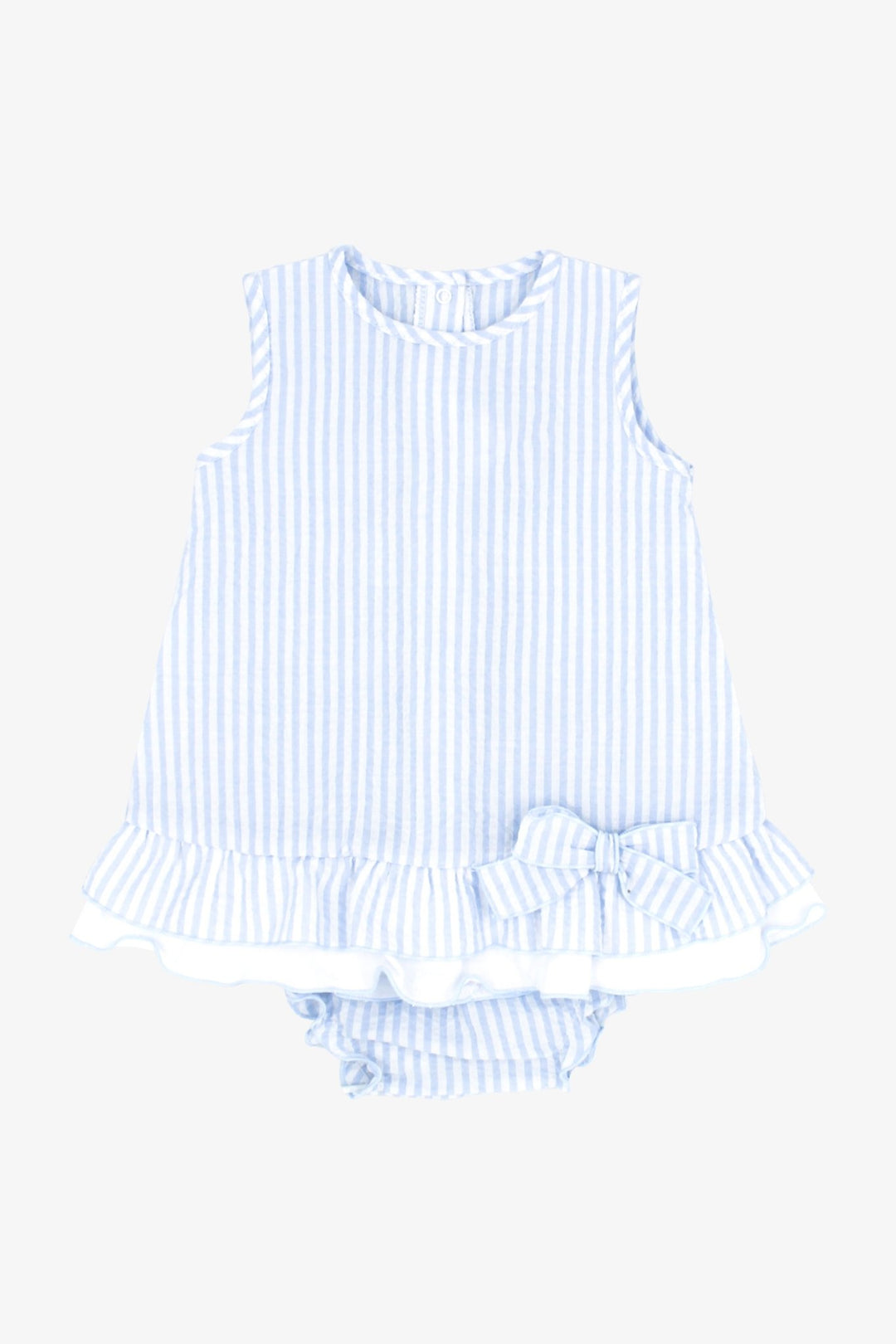 Rapife "Everleigh" Baby Blue Stripe Dress & Bloomers - Millie and John