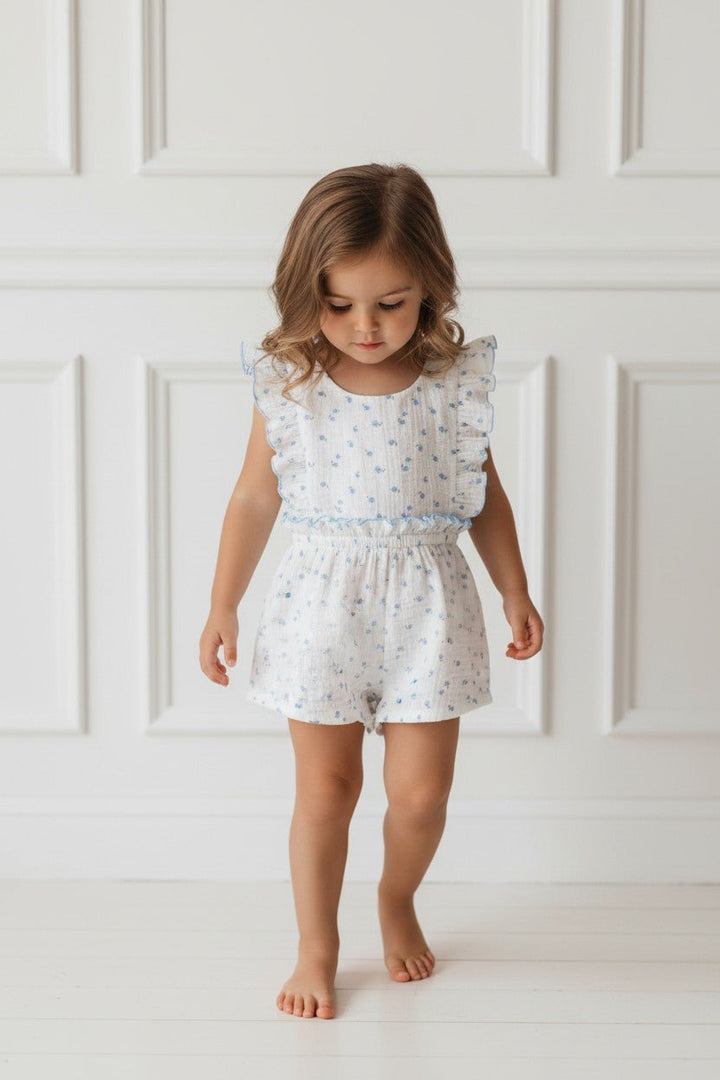 Rapife "Faye" Pale Blue Floral Playsuit - Millie and John