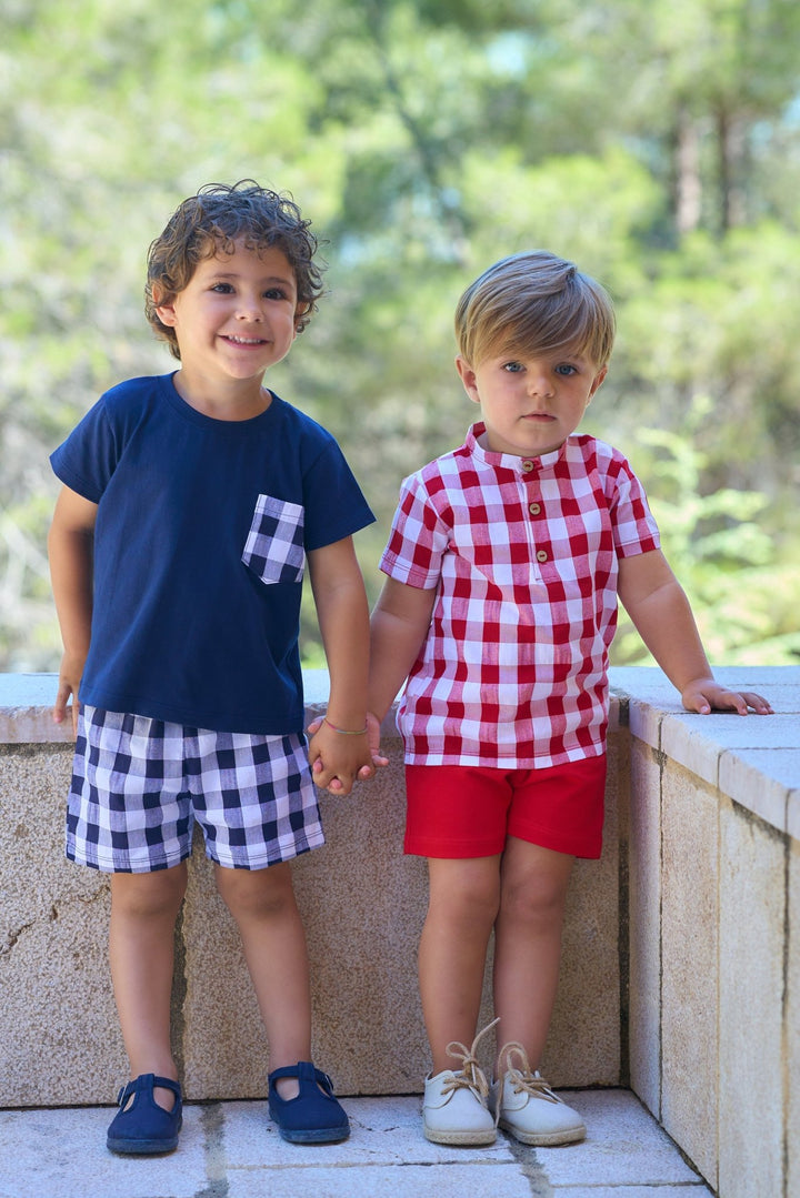 Rapife "Griffin" Navy Gingham T-Shirt & Shorts - Millie and John