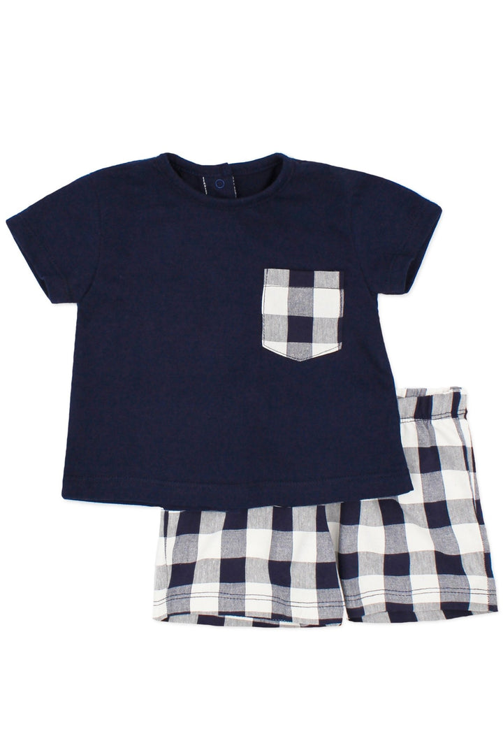 Rapife "Griffin" Navy Gingham T-Shirt & Shorts - Millie and John