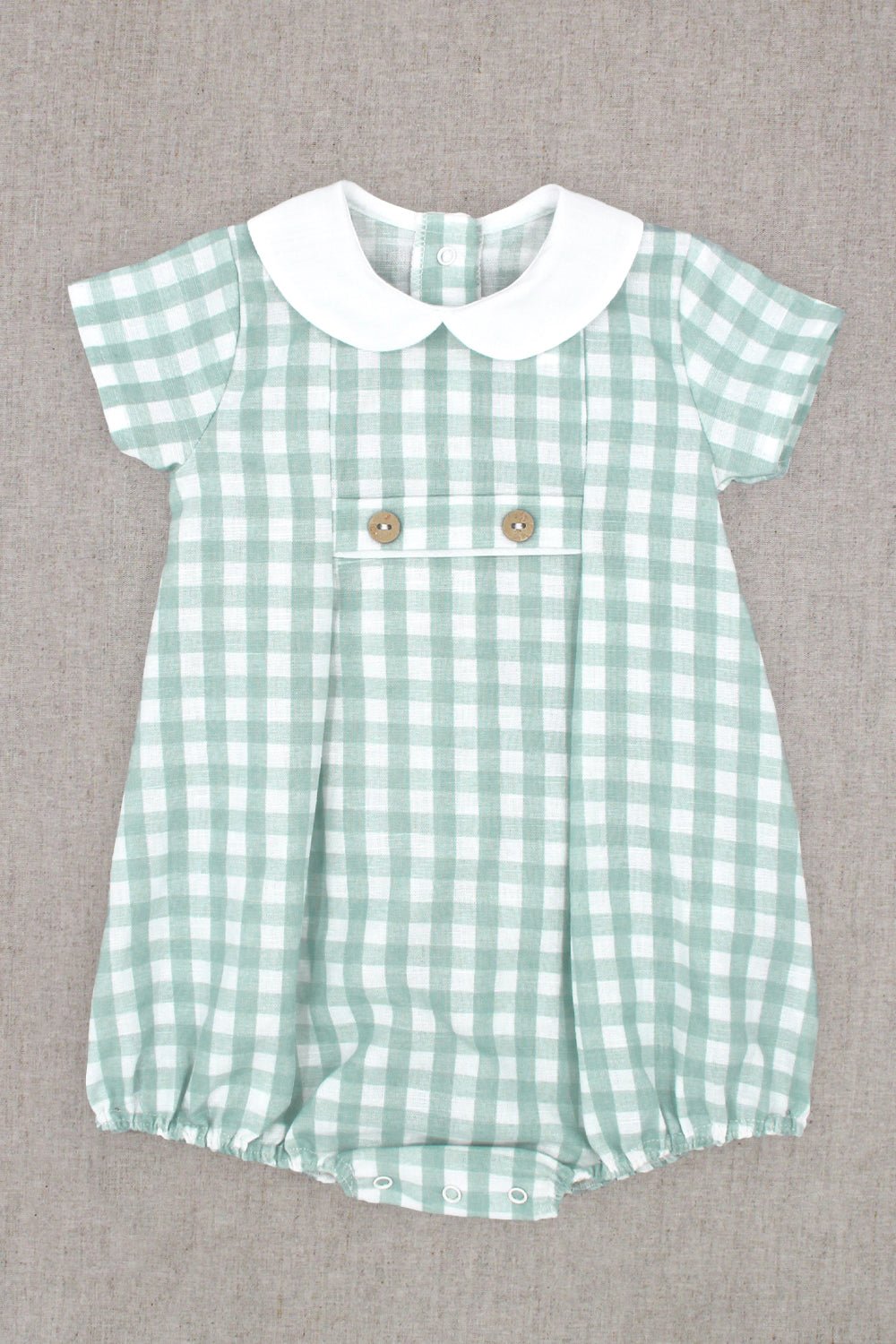 Rapife "Griffin" Sage Green Gingham Romper - Millie and John
