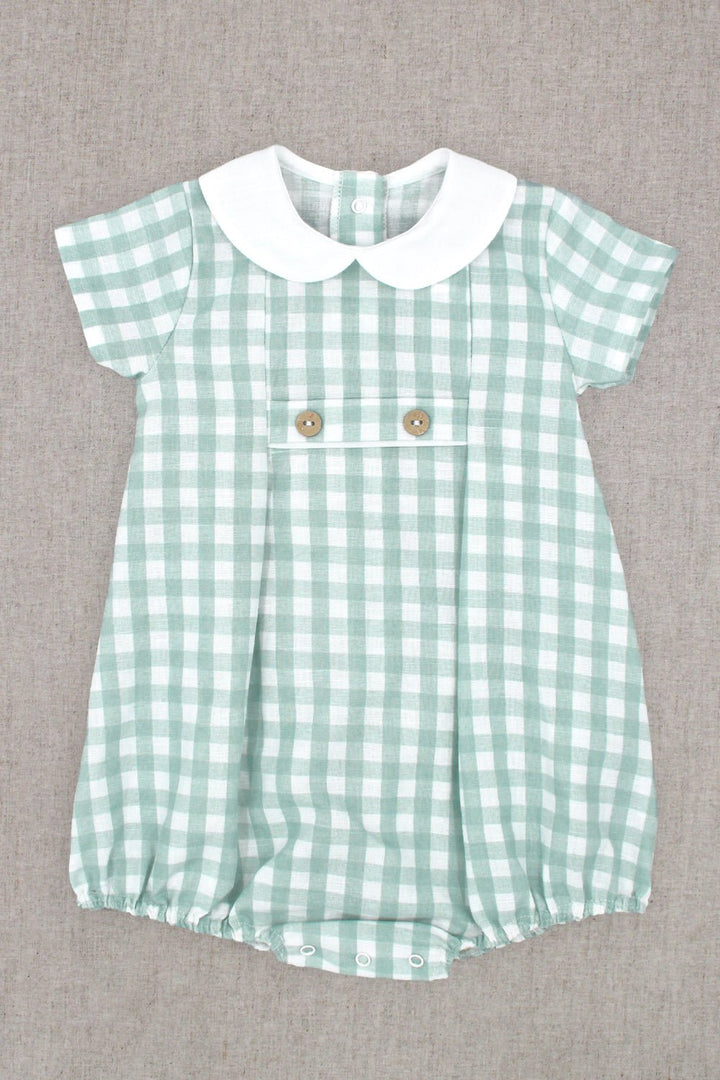 Rapife "Griffin" Sage Green Gingham Romper - Millie and John