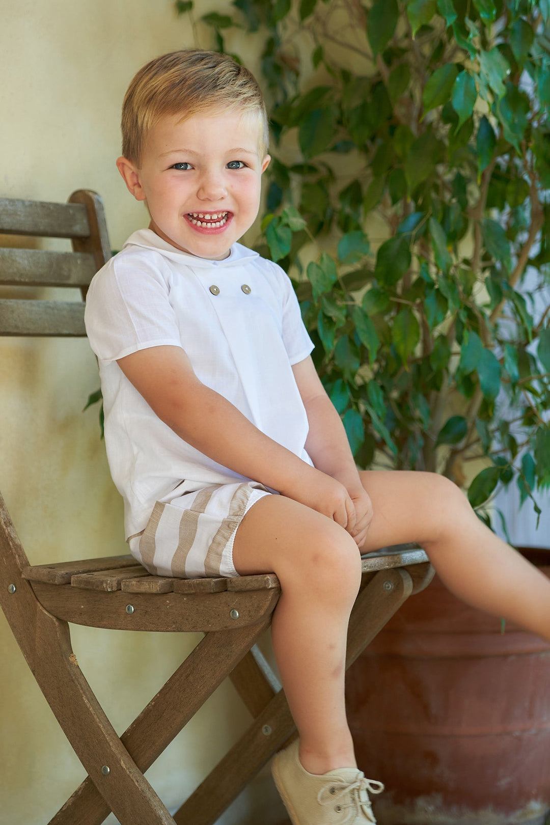 Rapife "Hunter" Beige Striped Jam Pants & Bodysuit - Millie and John