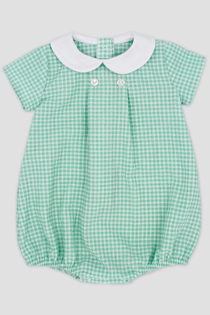 Rapife "Joseph" Apple Green Gingham Romper - Millie and John
