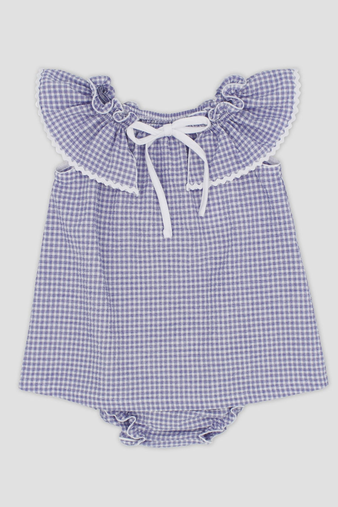 Rapife "Juniper" Indigo Blue Gingham Dress & Bloomers - Millie and John