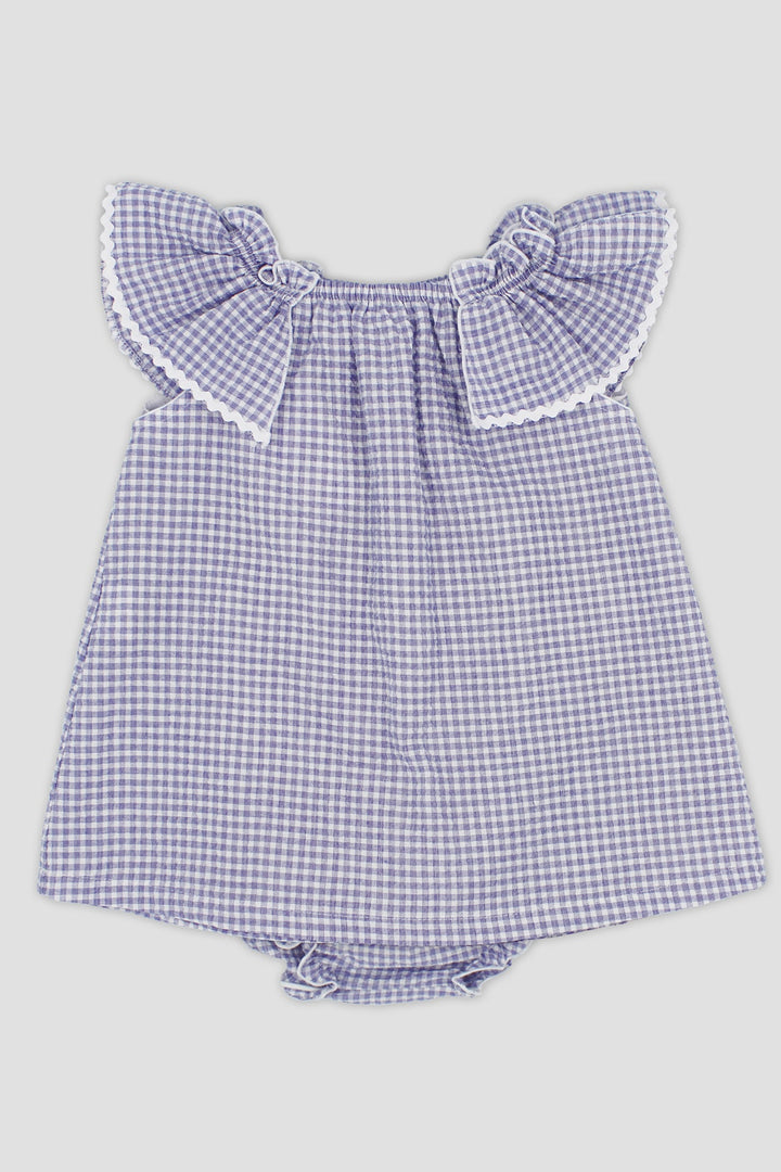 Rapife "Juniper" Indigo Blue Gingham Dress & Bloomers - Millie and John