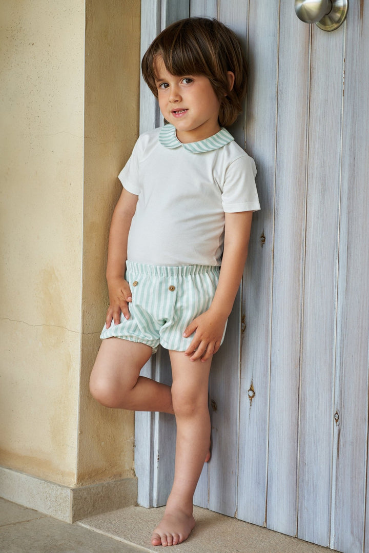Rapife "Lawrence" Bodysuit & Sage Green Stripe Jam Pants - Millie and John