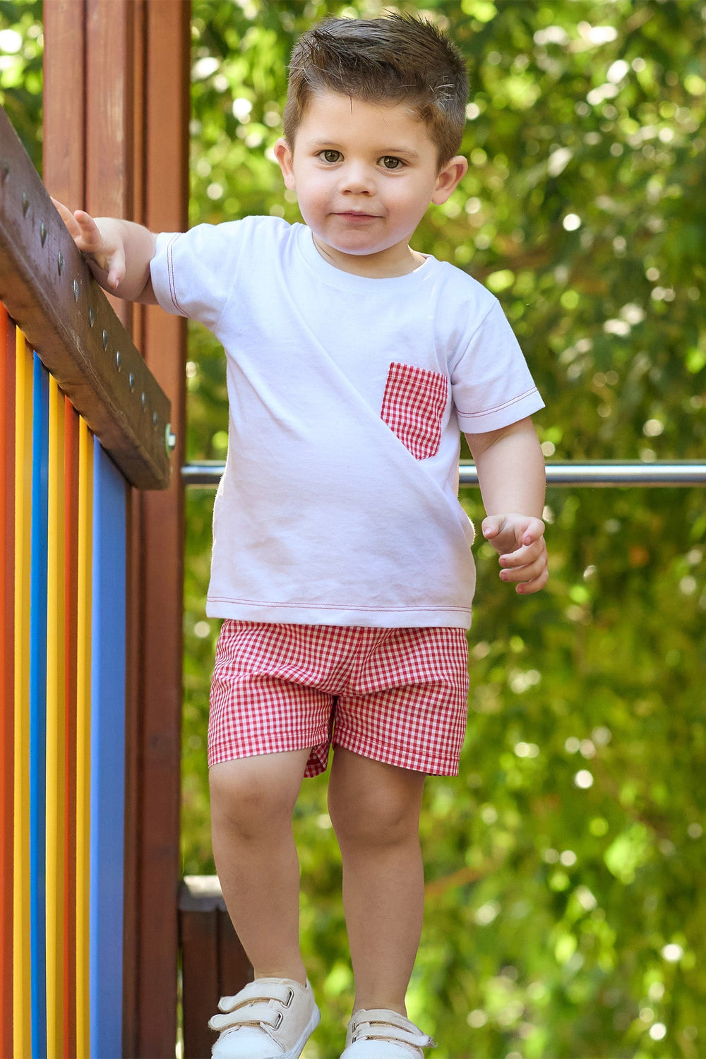 Rapife "Levi" Red Gingham T-Shirt & Shorts - Millie and John