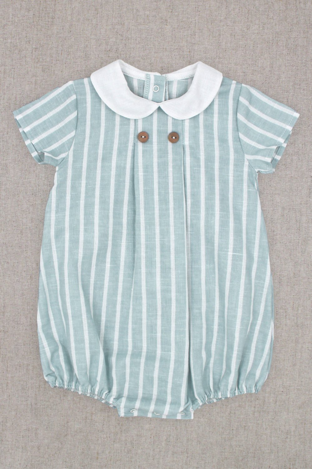 Rapife "Luca" Light Teal Striped Romper - Millie and John