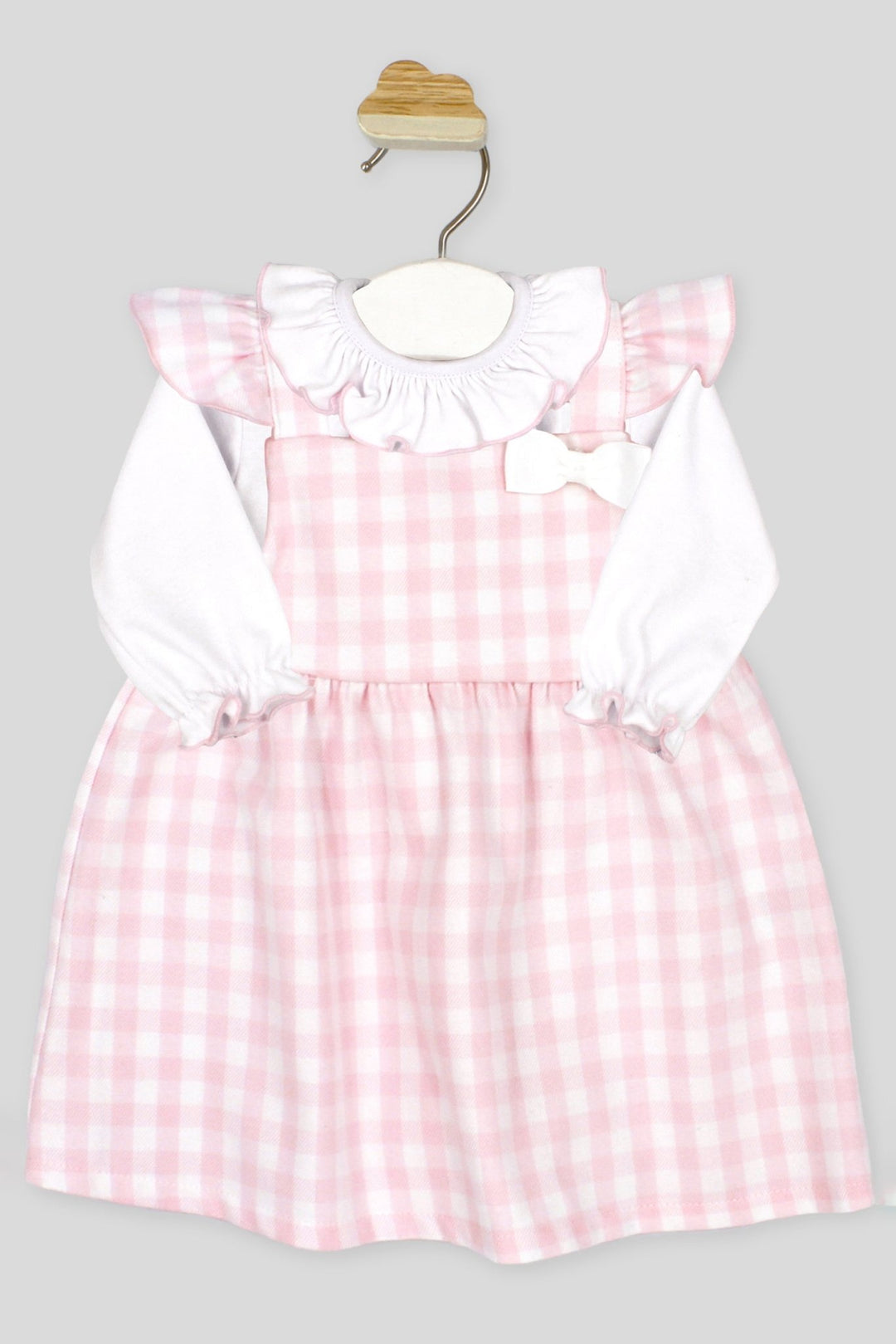 Rapife "Lucy" Baby Pink Gingham Pinafore Dress Set - Millie and John