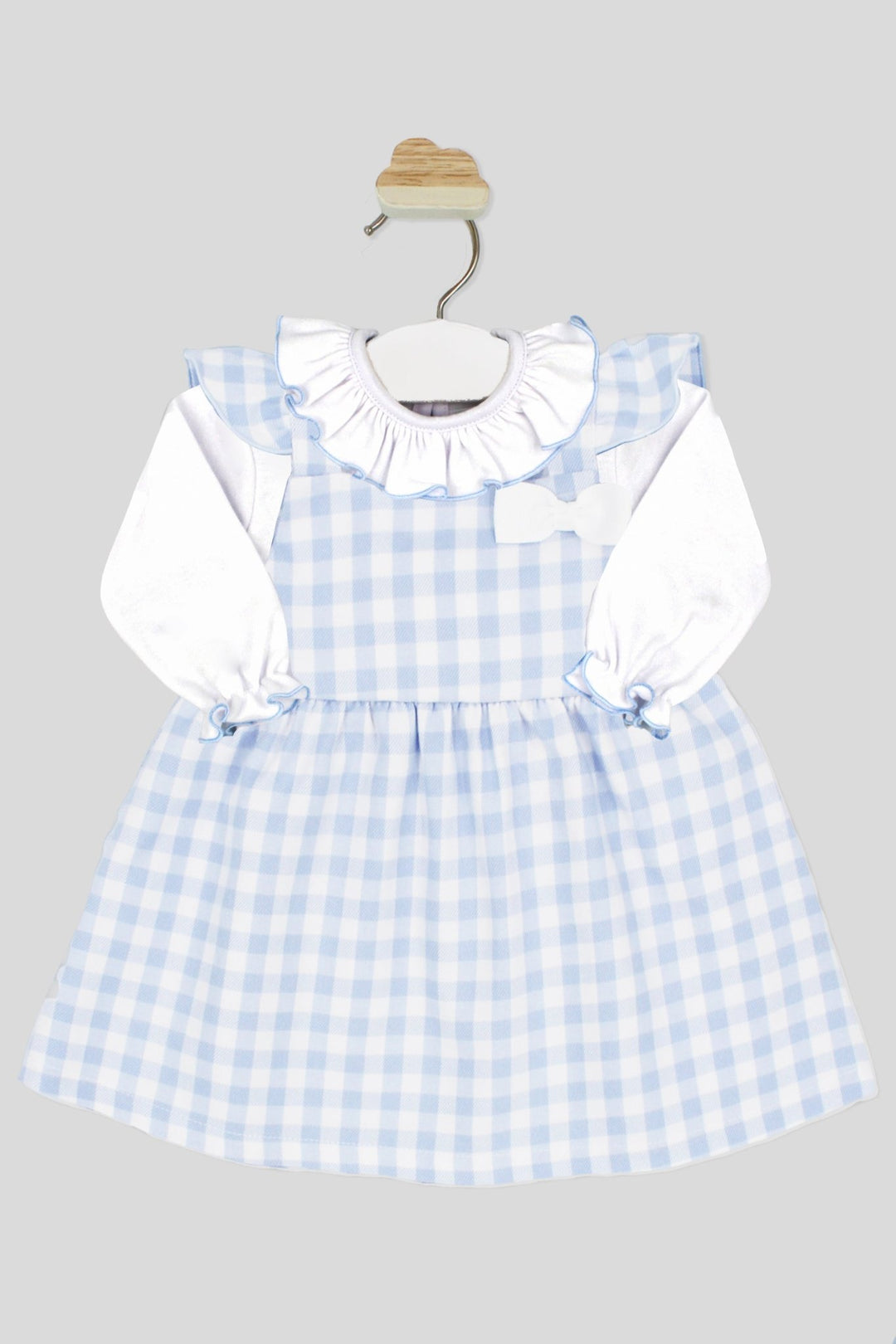 Rapife "Lucy" Pale Blue Gingham Pinafore Dress Set - Millie and John