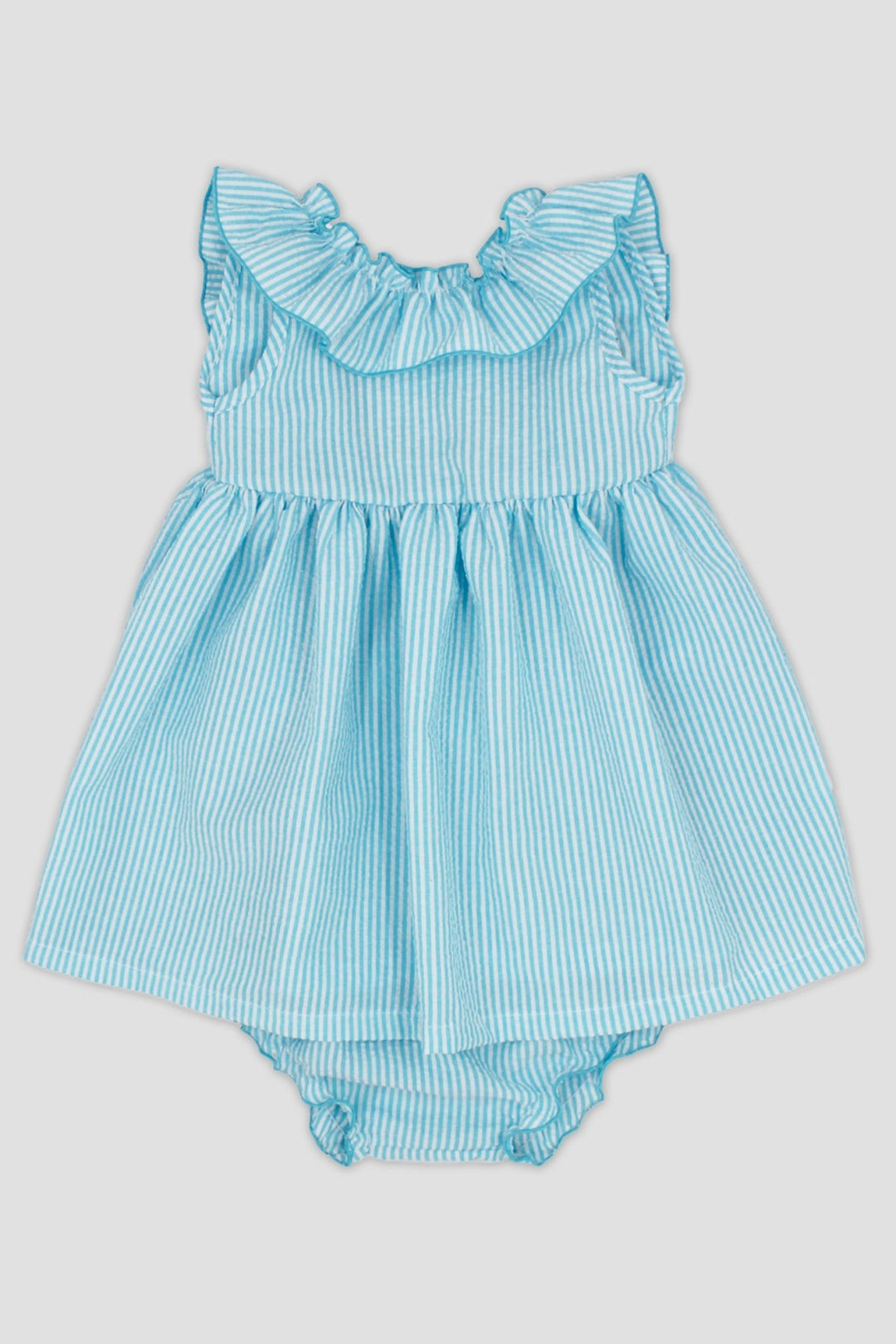 Rapife "Lyla" Turquoise Striped Dress & Bloomers - Millie and John
