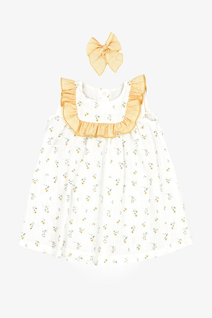 Rapife "Marigold" Yellow Floral Dress, Bloomers &amp; Hair Bow - Millie and John