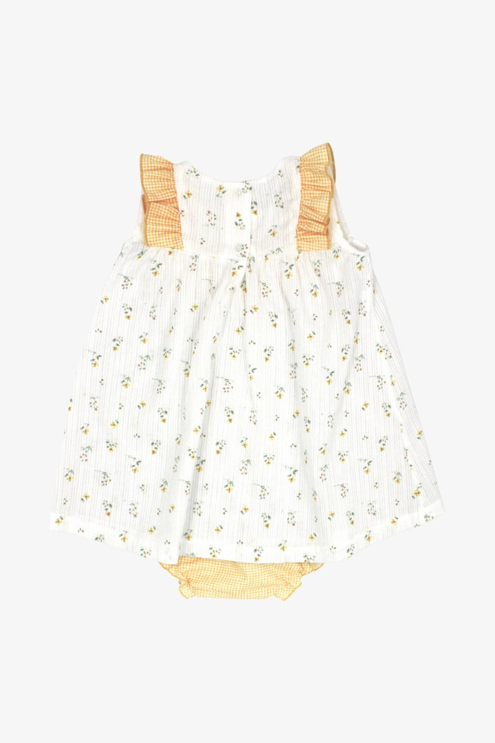 Rapife "Marigold" Yellow Floral Dress, Bloomers &amp; Hair Bow - Millie and John