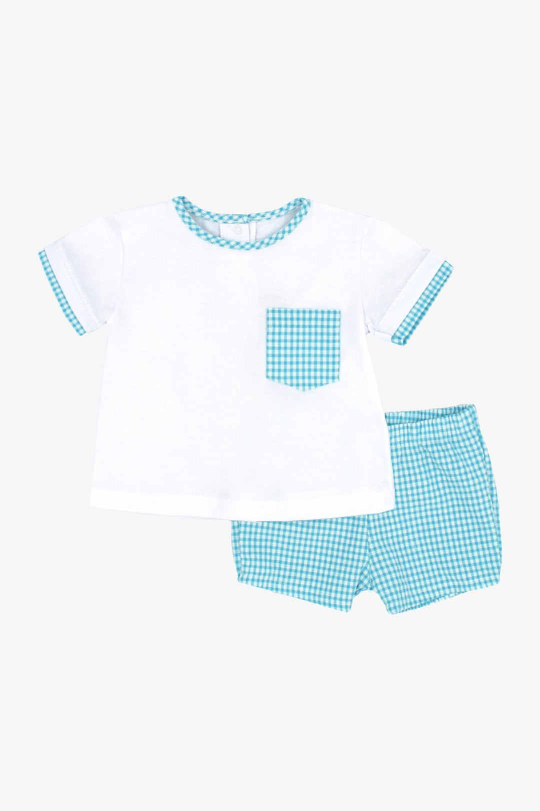 Rapife "Nolan" Turquoise Gingham T-Shirt & Jam Pants - Millie and John