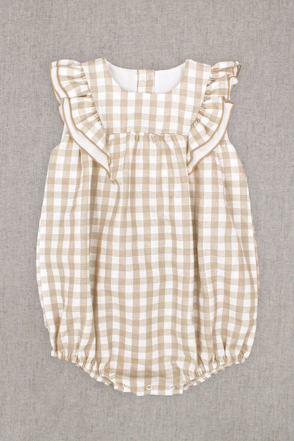 Rapife "Odette" Beige Gingham Romper - Millie and John