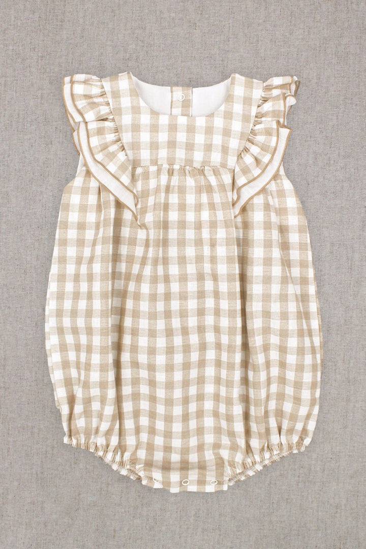 Rapife "Odette" Beige Gingham Romper - Millie and John