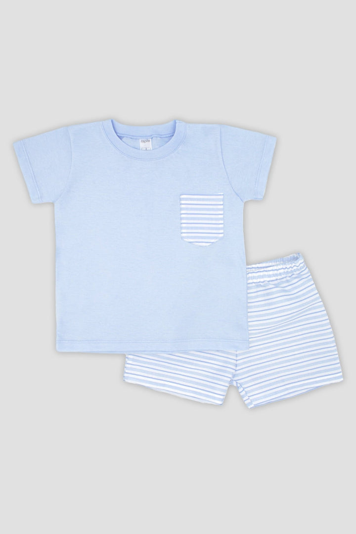 Rapife "Ollie" Baby Blue Striped T-Shirt & Shorts - Millie and John